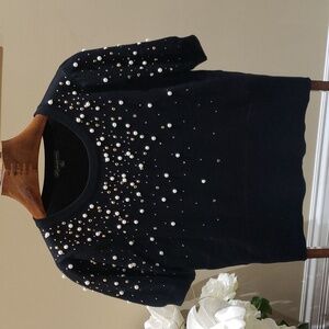 Nwt Adrianna Papell black top with pearls